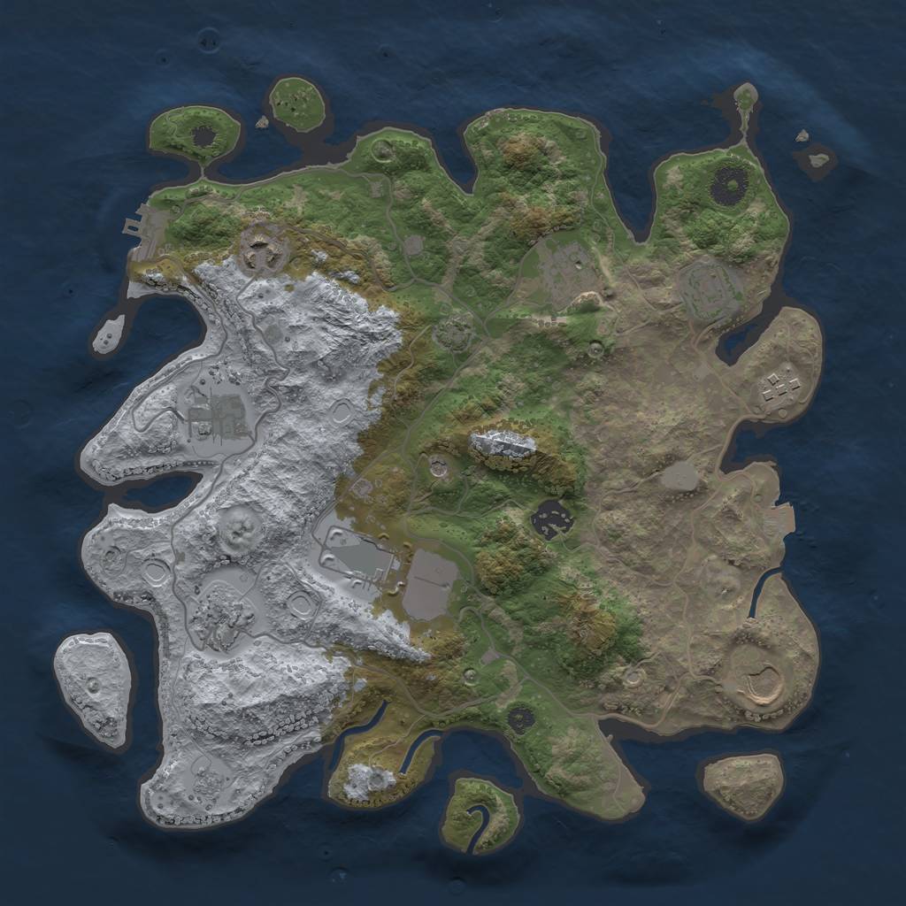 Rust Map: Procedural Map, Size: 3500, Seed: 372602274, 16 Monuments