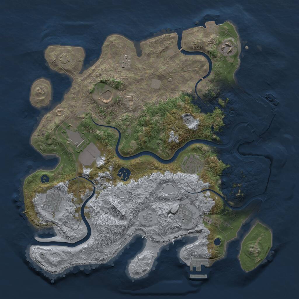 Rust Map: Procedural Map, Size: 3500, Seed: 686536608, 14 Monuments