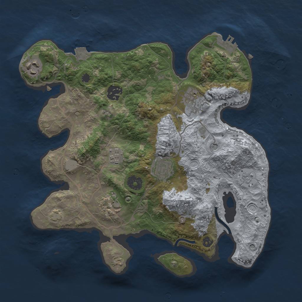 Rust Map: Procedural Map, Size: 3000, Seed: 1157360907, 13 Monuments