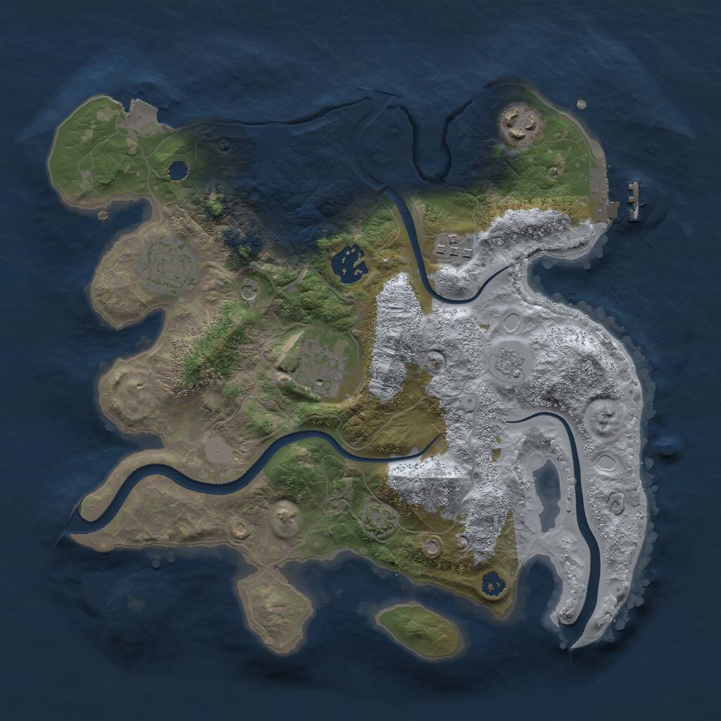 Rust Map: Procedural Map, Size: 3000, Seed: 1157360907, 10 Monuments