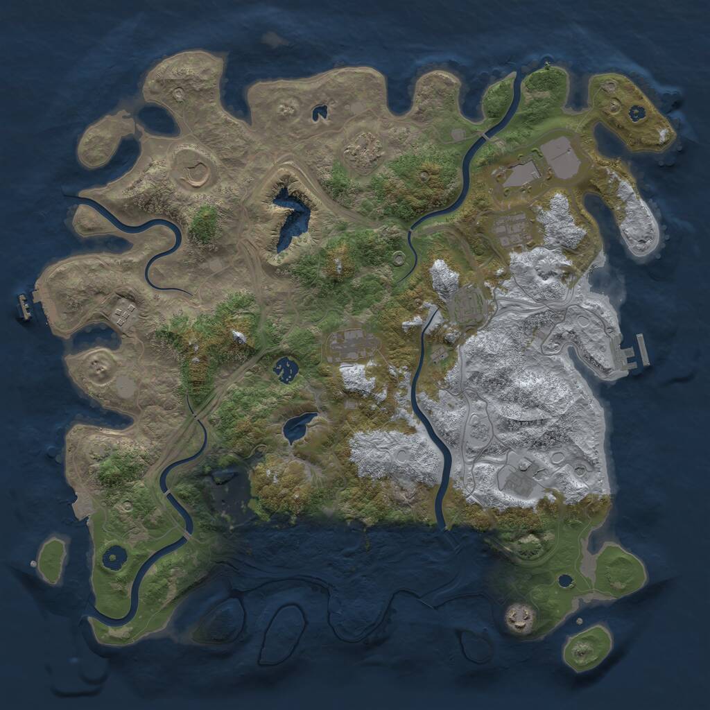Rust Map: Procedural Map, Size: 4400, Seed: 21801081, 17 Monuments