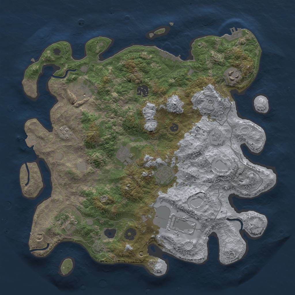 Rust Map: Procedural Map, Size: 3650, Seed: 1239, 16 Monuments
