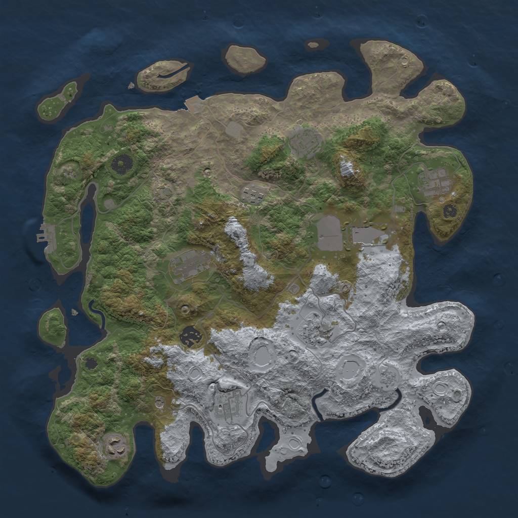 Rust Map: Procedural Map, Size: 3800, Seed: 3245351, 16 Monuments