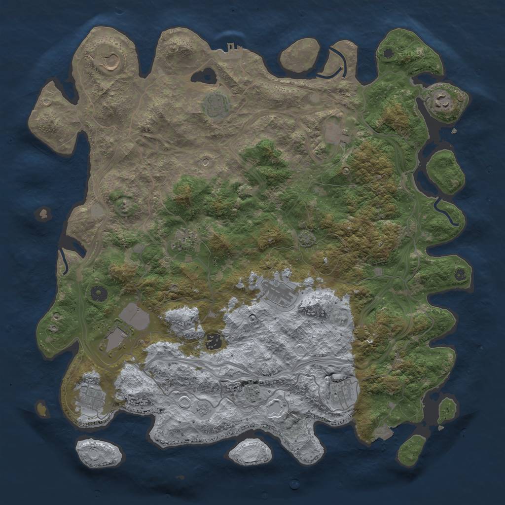 Rust Map: Procedural Map, Size: 4500, Seed: 577168810, 18 Monuments