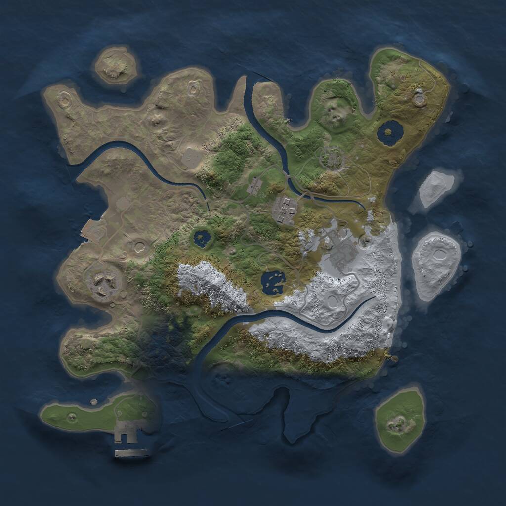 Rust Map: Procedural Map, Size: 3000, Seed: 758064598, 8 Monuments