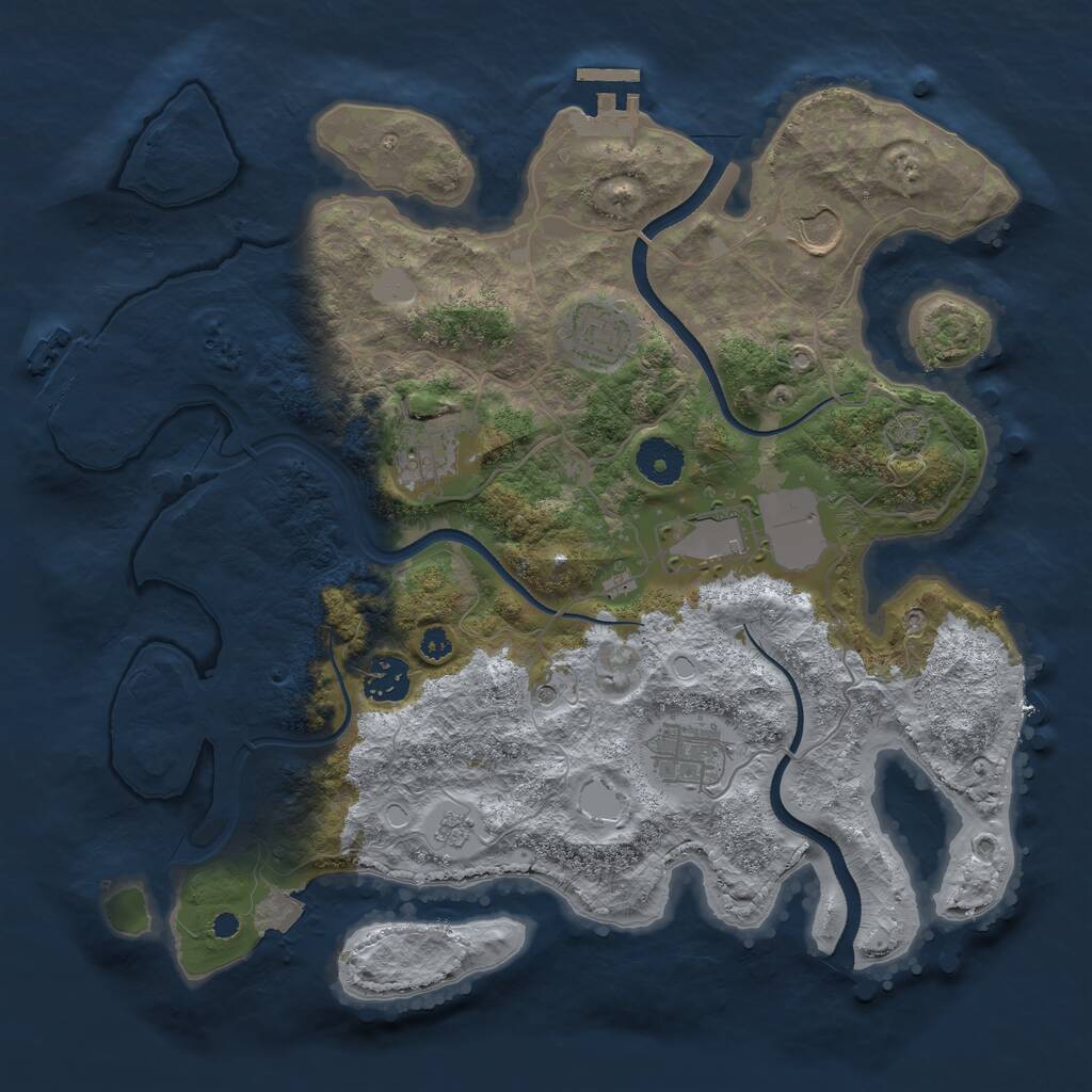 Rust Map: Procedural Map, Size: 3500, Seed: 1102870313, 12 Monuments