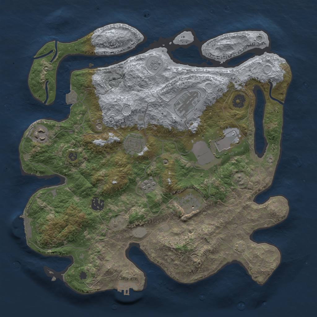 Rust Map: Procedural Map, Size: 3500, Seed: 924343527, 15 Monuments