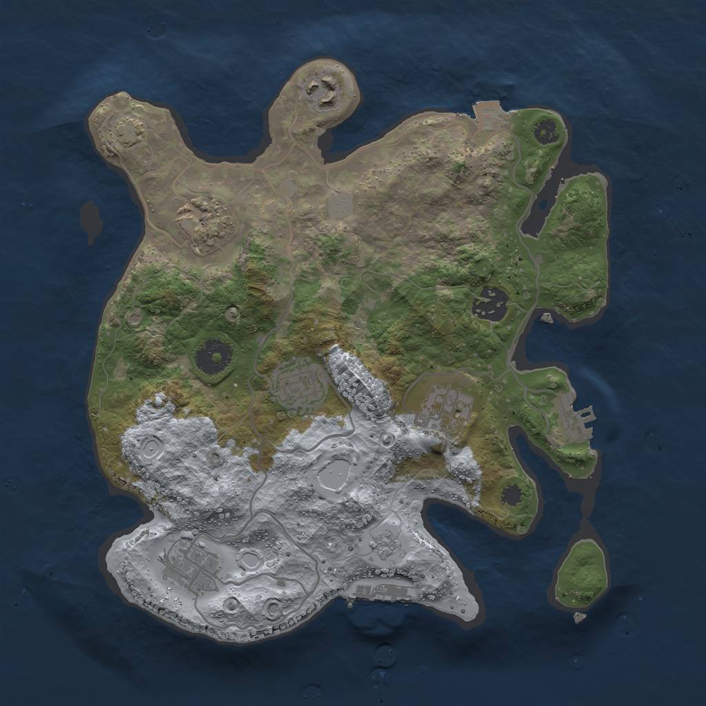 Rust Map: Procedural Map, Size: 3000, Seed: 33114, 13 Monuments