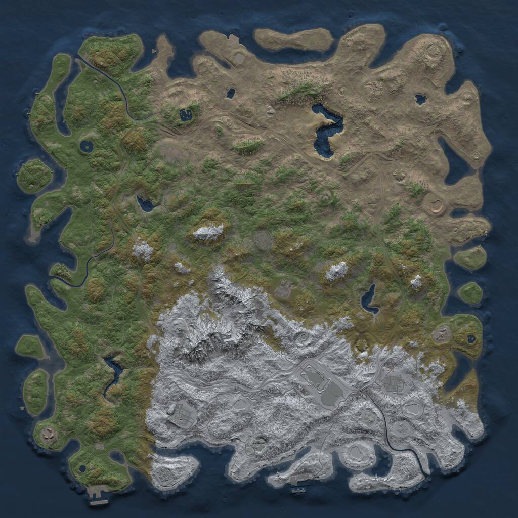 Rust Map: Procedural Map, Size: 6000, Seed: 2136, 17 Monuments