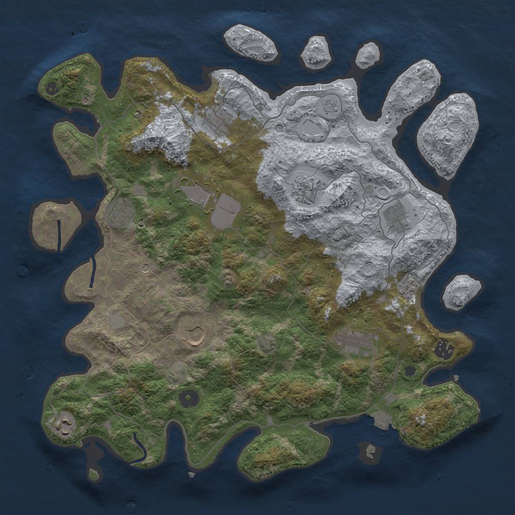 Rust Map: Procedural Map, Size: 4000, Seed: 71432, 16 Monuments