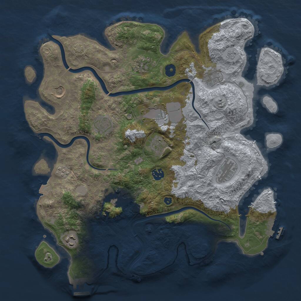 Rust Map: Procedural Map, Size: 3800, Seed: 53022574, 17 Monuments