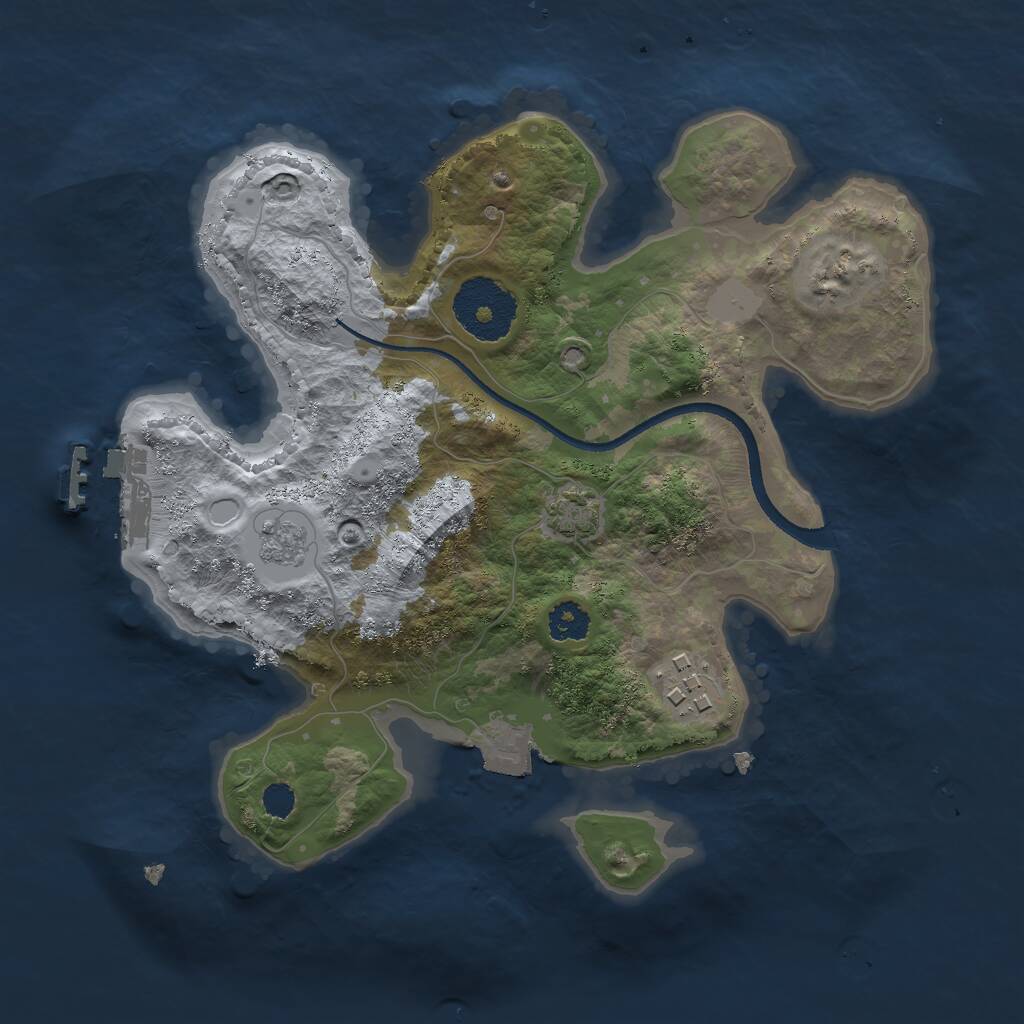 Rust Map: Procedural Map, Size: 2500, Seed: 842838303, 5 Monuments