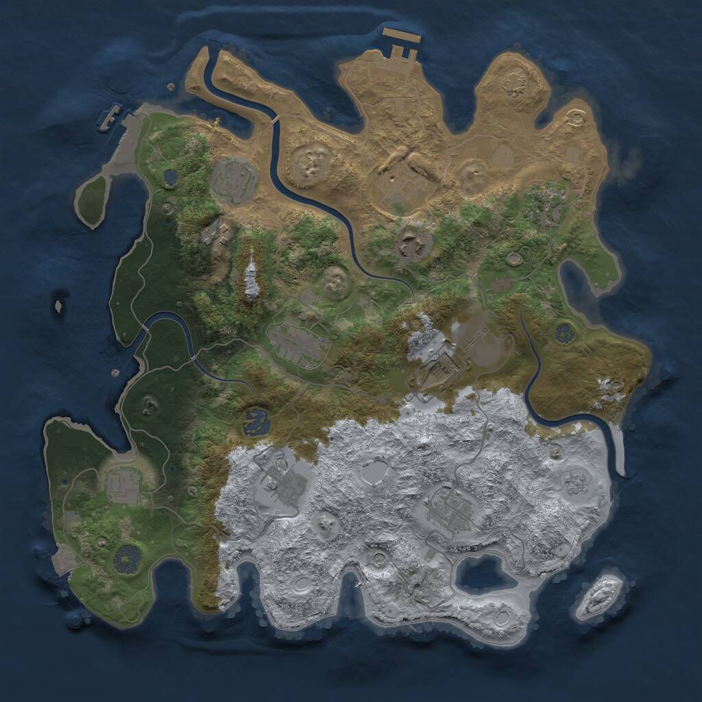 Rust Map: Procedural Map, Size: 3700, Seed: 777409858, 18 Monuments