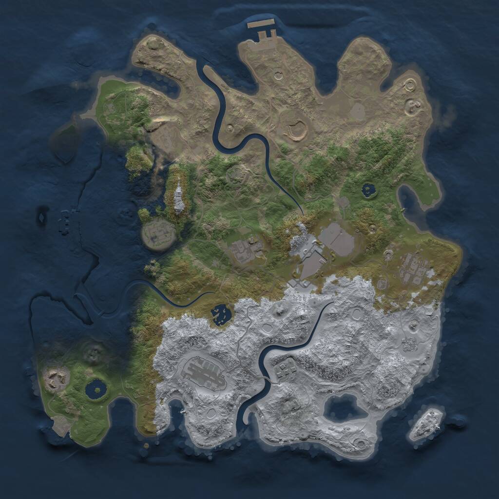 Rust Map: Procedural Map, Size: 3700, Seed: 777409858, 16 Monuments
