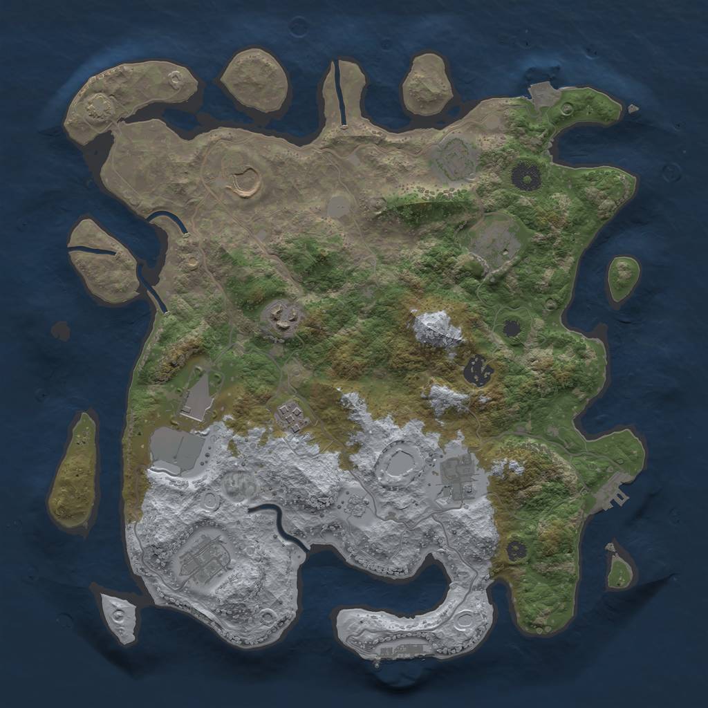 Rust Map: Procedural Map, Size: 3600, Seed: 10503, 16 Monuments