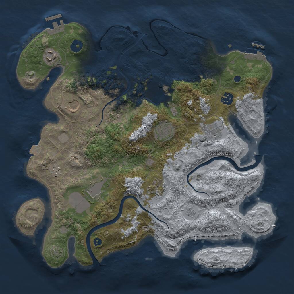 Rust Map: Procedural Map, Size: 3600, Seed: 20503, 15 Monuments