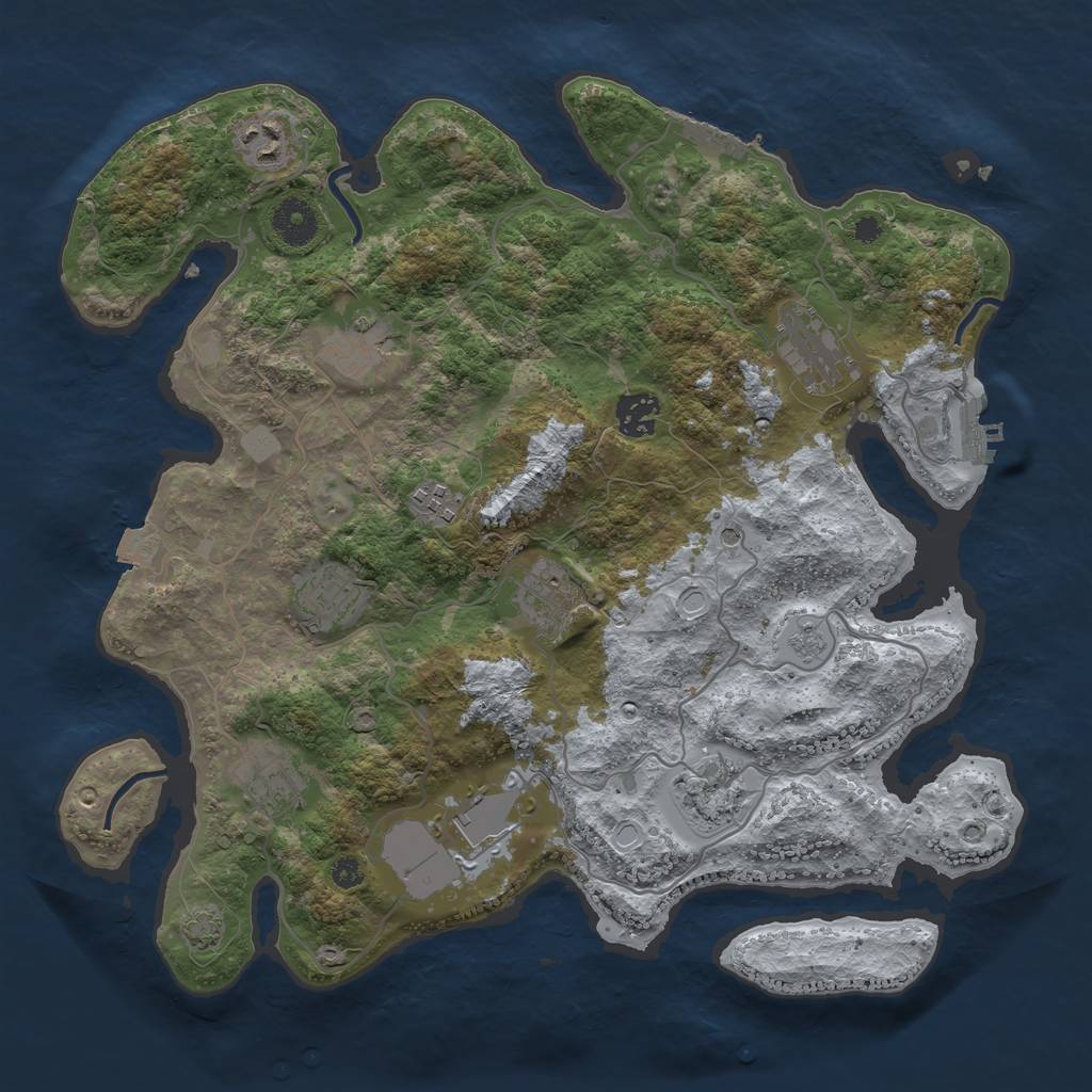 Rust Map: Procedural Map, Size: 3600, Seed: 20503, 18 Monuments