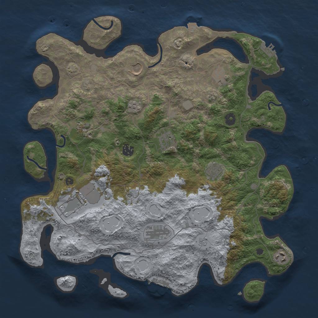 Rust Map: Procedural Map, Size: 4000, Seed: 58252619, 18 Monuments