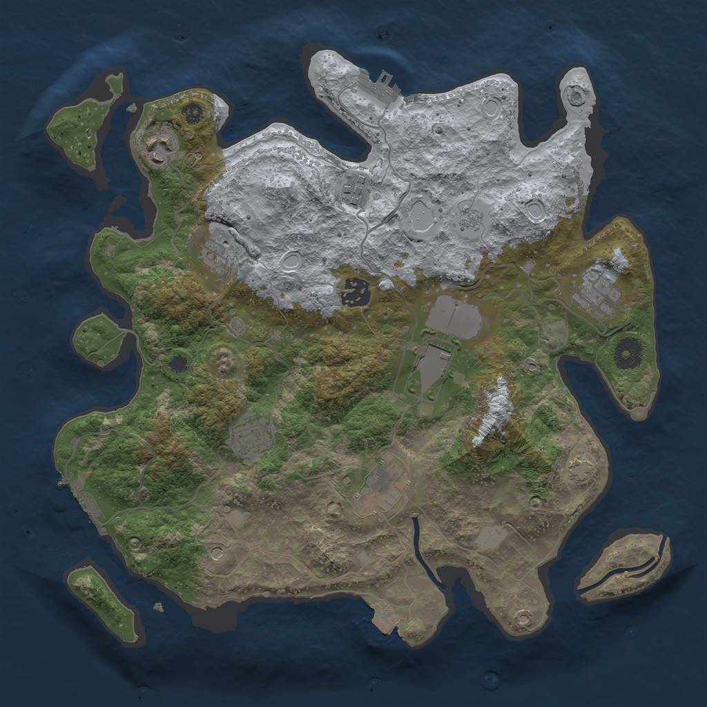 Rust Map: Procedural Map, Size: 3500, Seed: 120574205, 16 Monuments