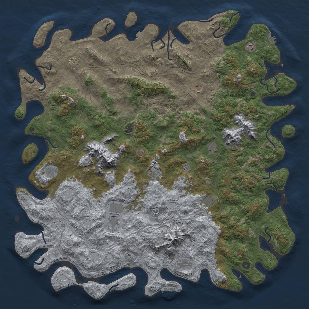 Rust Map: Procedural Map, Size: 6000, Seed: 1996625533, 19 Monuments