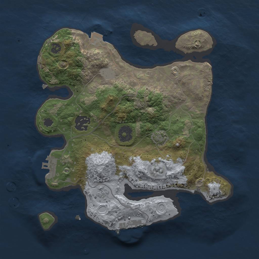 Rust Map: Procedural Map, Size: 2500, Seed: 254733809, 8 Monuments