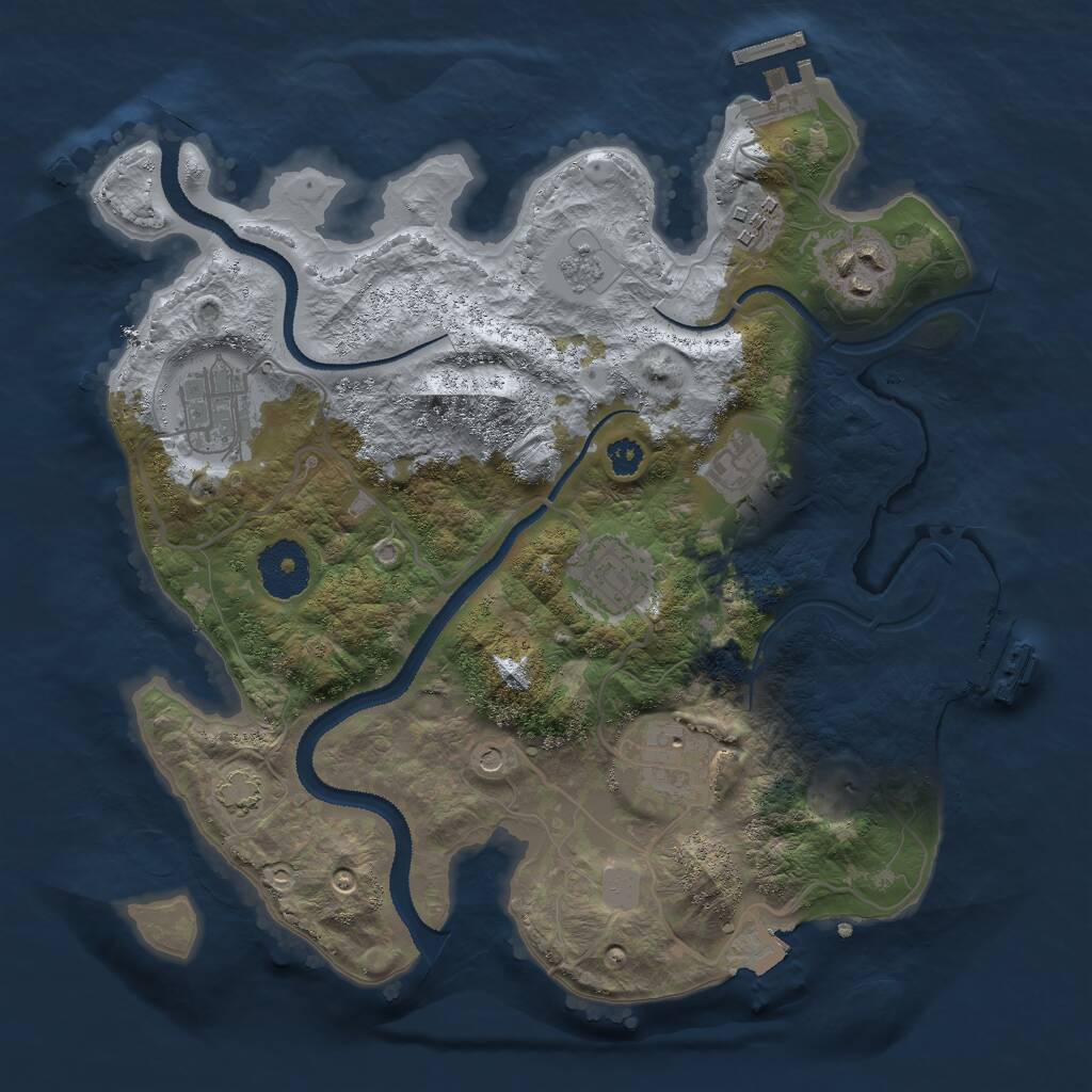 Rust Map: Procedural Map, Size: 3000, Seed: 802756946, 12 Monuments