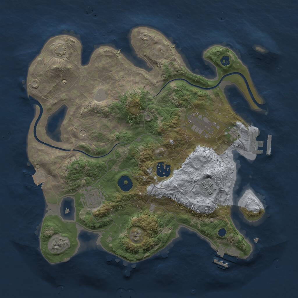 Rust Map: Procedural Map, Size: 3000, Seed: 1239508275, 9 Monuments