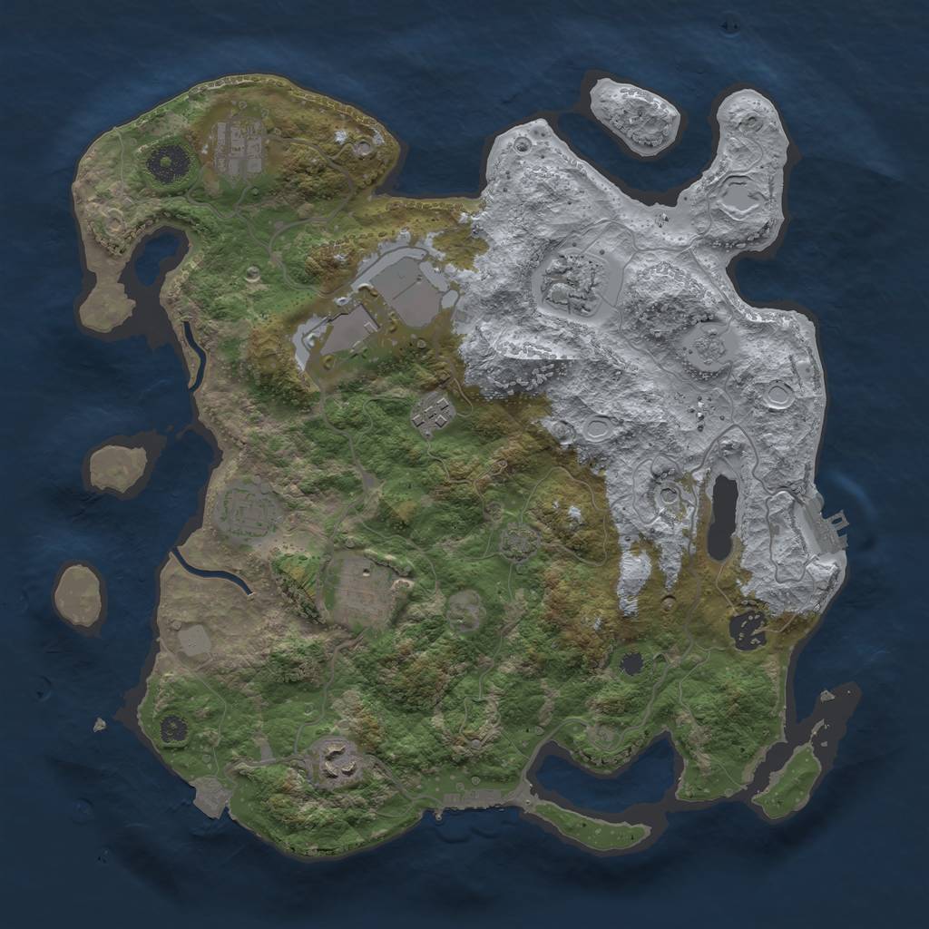 Rust Map: Procedural Map, Size: 3500, Seed: 32426345, 16 Monuments