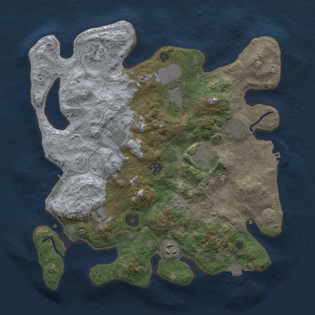 Rust Map: Procedural Map, Size: 3500, Seed: 55005, 16 Monuments