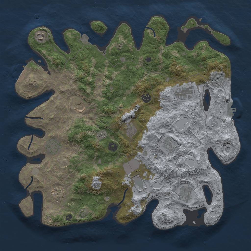 Rust Map: Procedural Map, Size: 4000, Seed: 235143, 19 Monuments