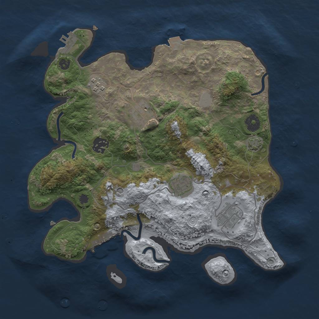 Rust Map: Procedural Map, Size: 3000, Seed: 13874, 12 Monuments