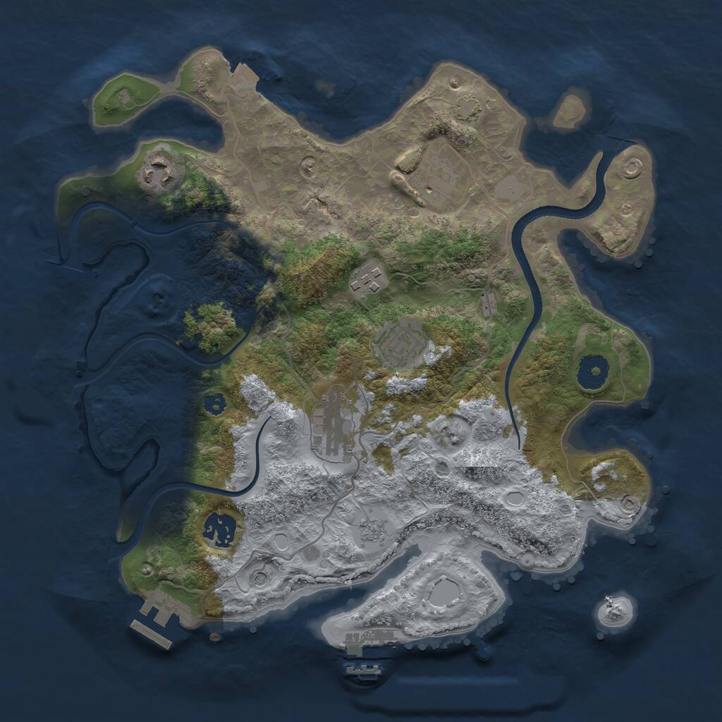 Rust Map: Procedural Map, Size: 3250, Seed: 2118999408, 12 Monuments