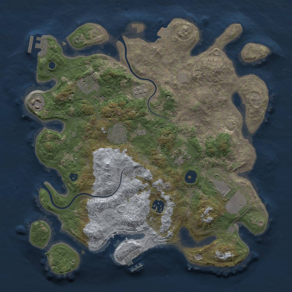 Rust Map: Procedural Map, Size: 3500, Seed: 2026823639, 13 Monuments