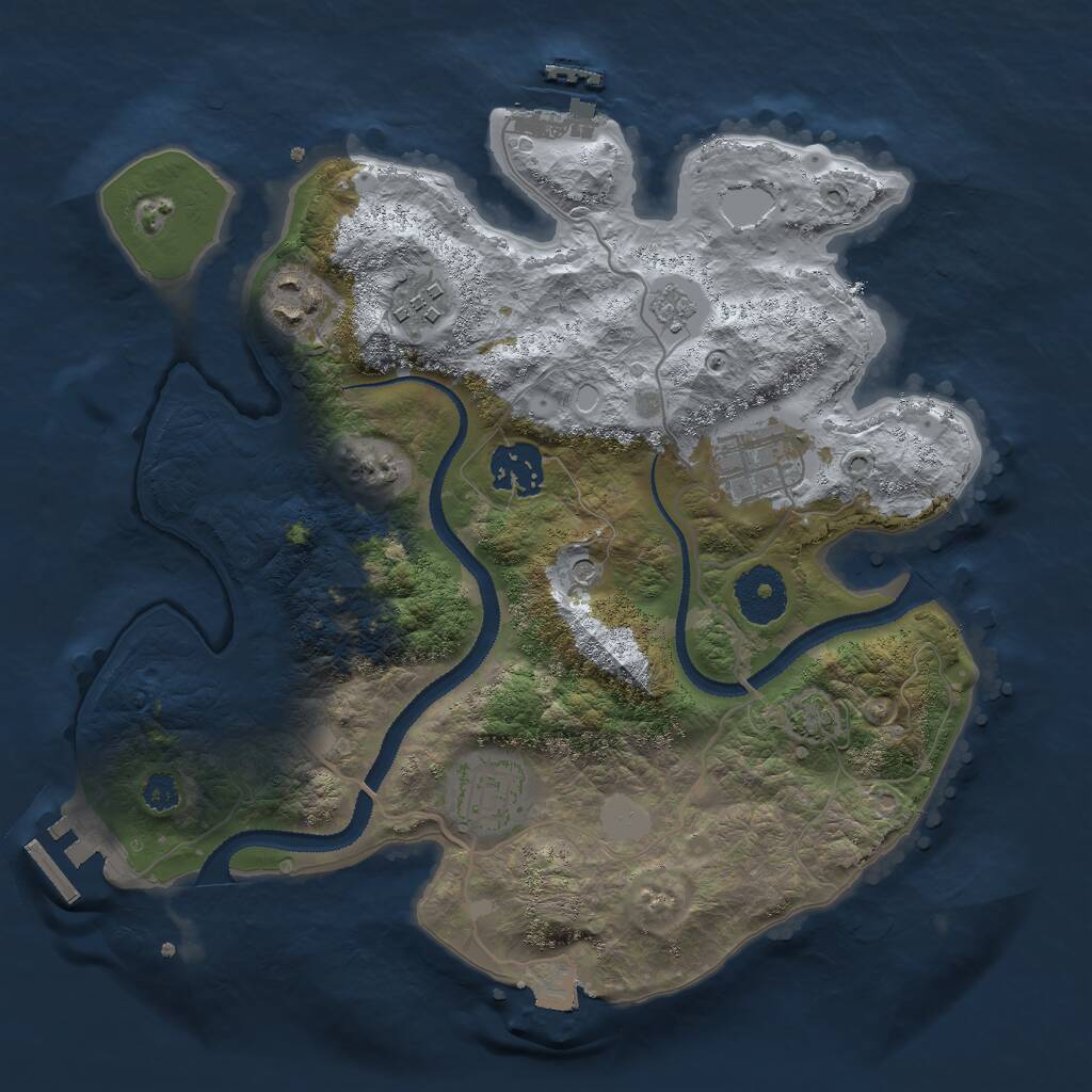 Rust Map: Procedural Map, Size: 3000, Seed: 1145713045, 11 Monuments