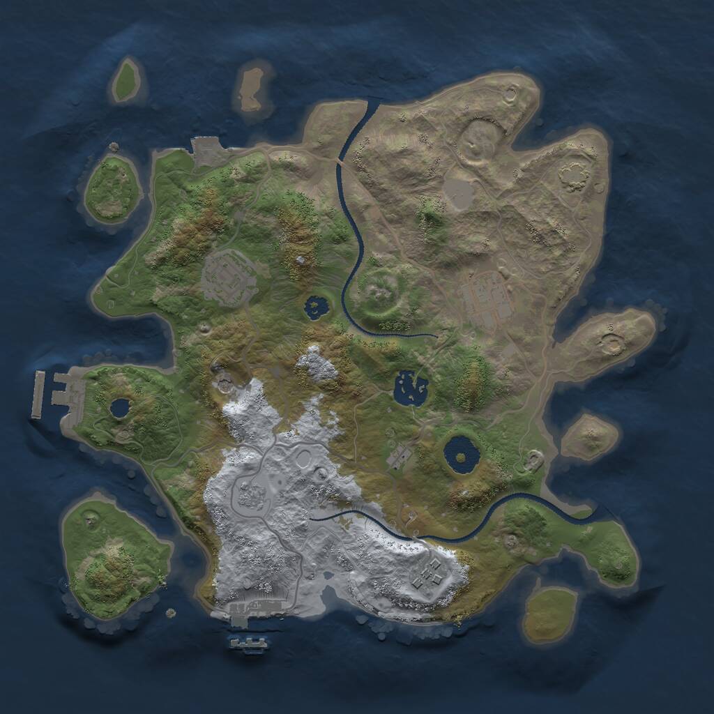 Rust Map: Procedural Map, Size: 3000, Seed: 1174275611, 10 Monuments