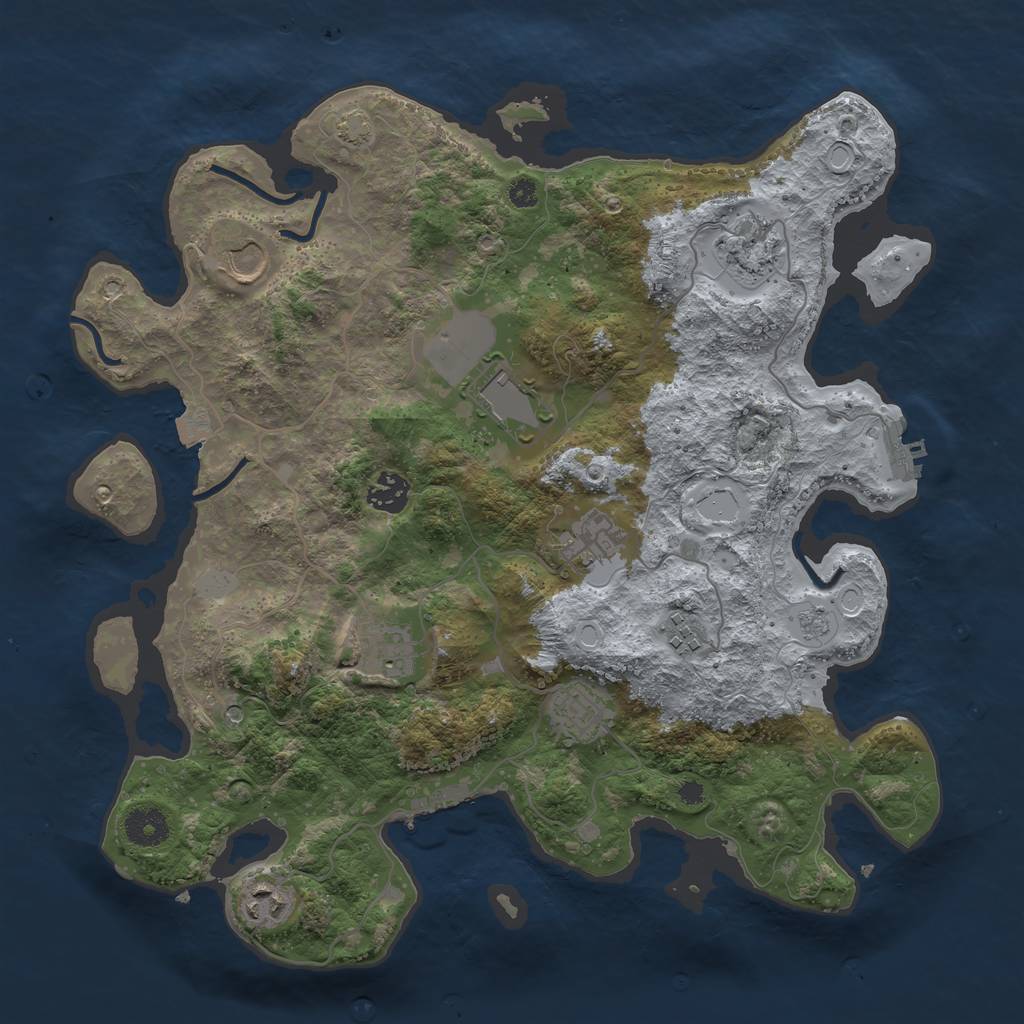 Rust Map: Procedural Map, Size: 3700, Seed: 1553363173, 17 Monuments