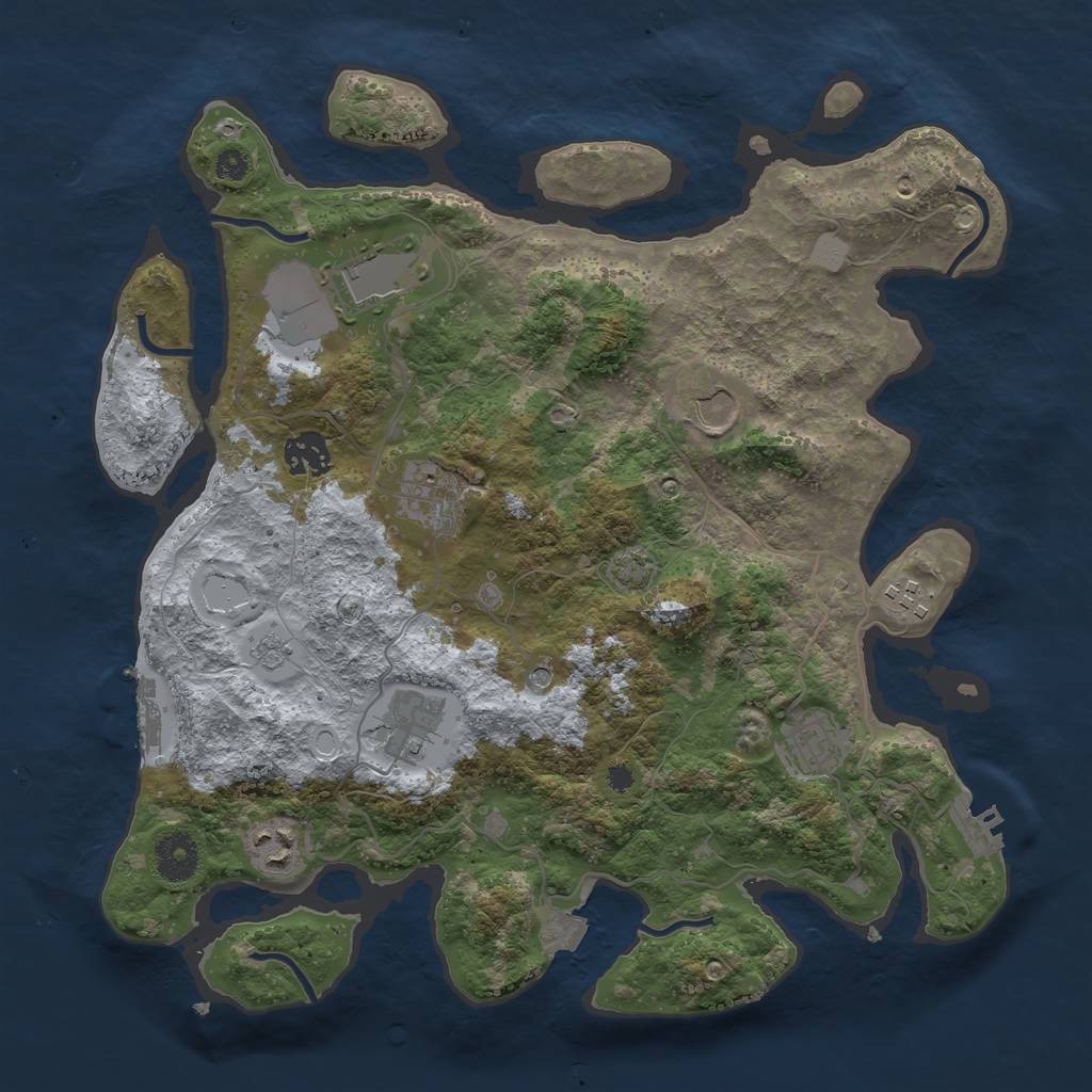 Rust Map: Procedural Map, Size: 3500, Seed: 43961588, 16 Monuments