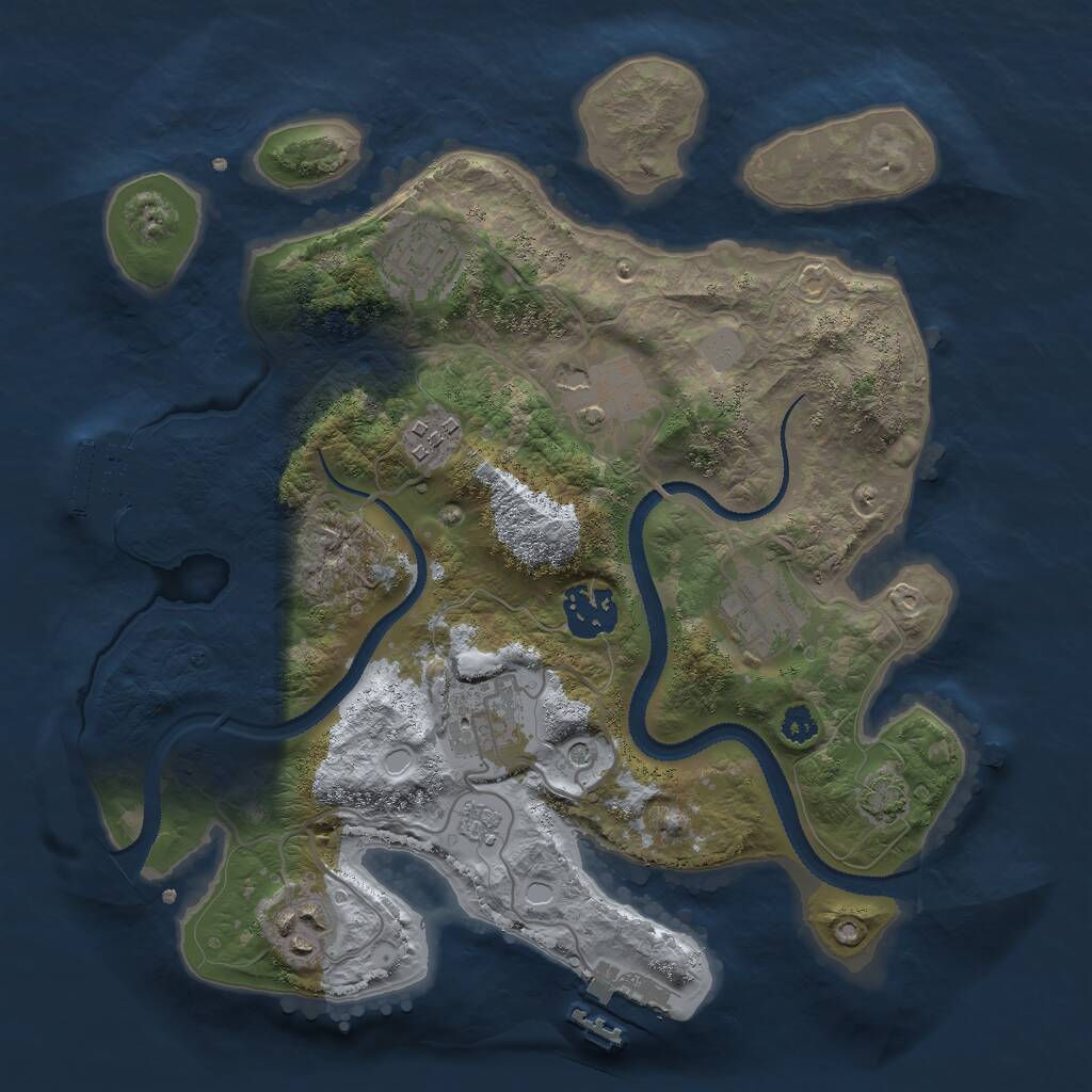 Rust Map: Procedural Map, Size: 3000, Seed: 67736, 13 Monuments