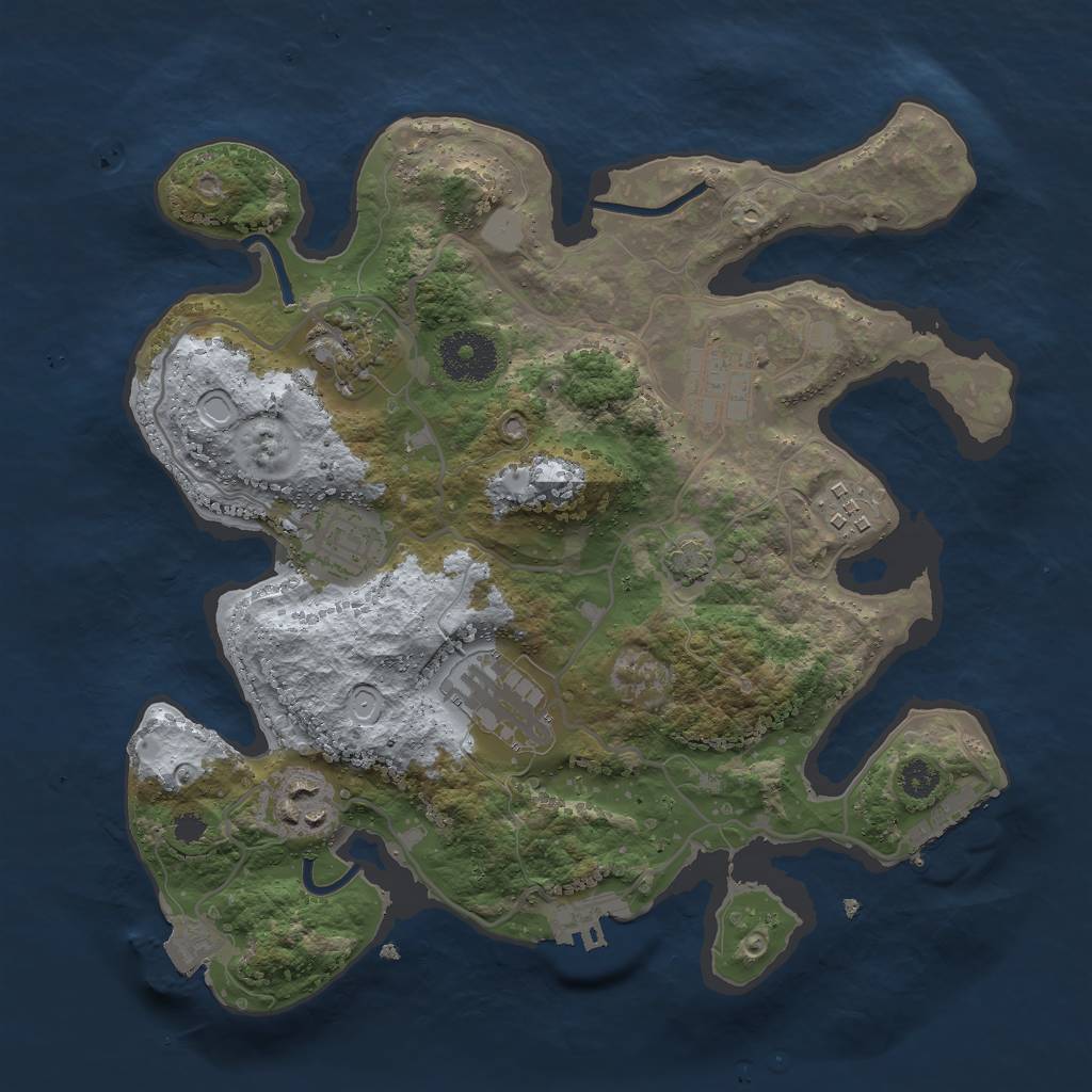 Rust Map: Procedural Map, Size: 3000, Seed: 1097831431, 12 Monuments