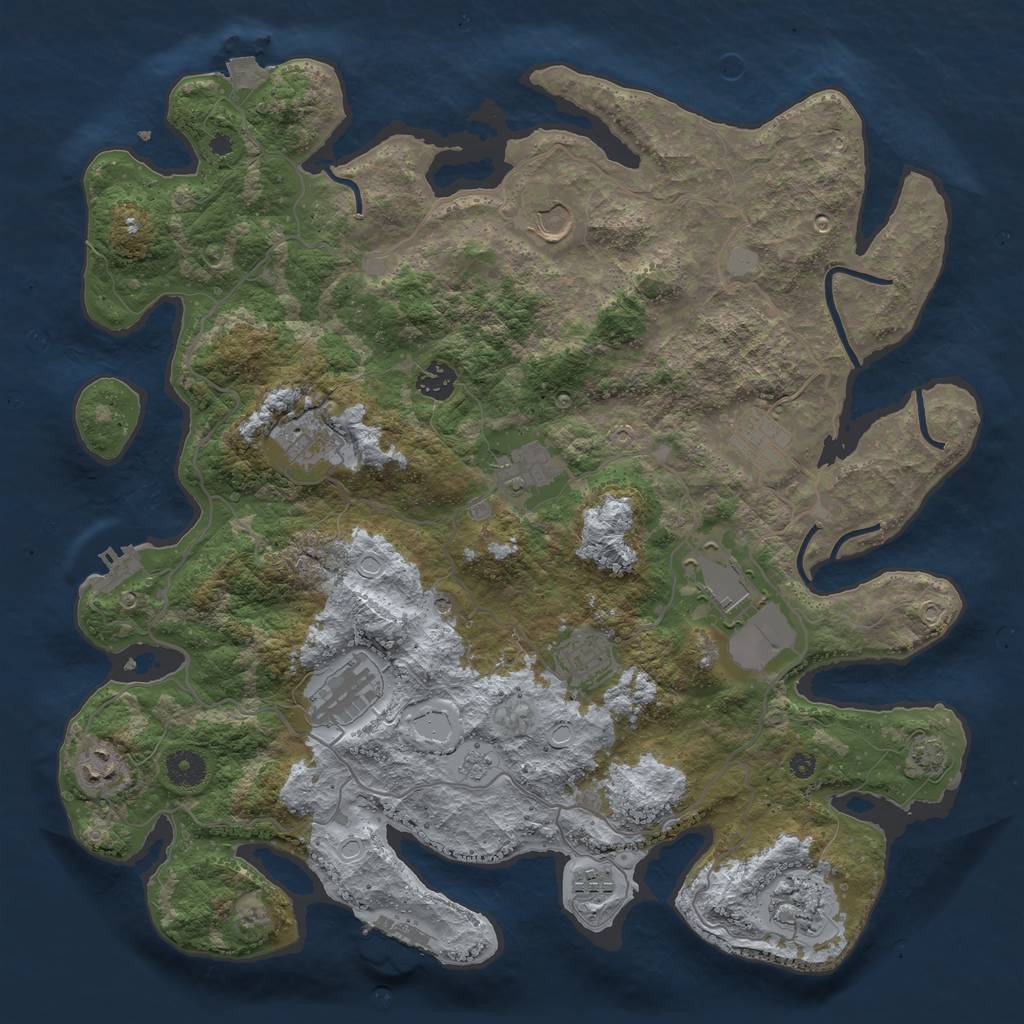 Rust Map: Procedural Map, Size: 4000, Seed: 67736, 19 Monuments
