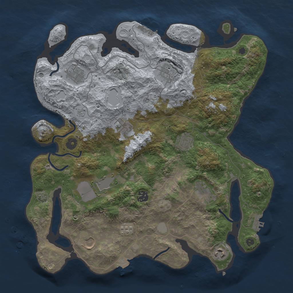 Rust Map: Procedural Map, Size: 3800, Seed: 1288244254, 18 Monuments