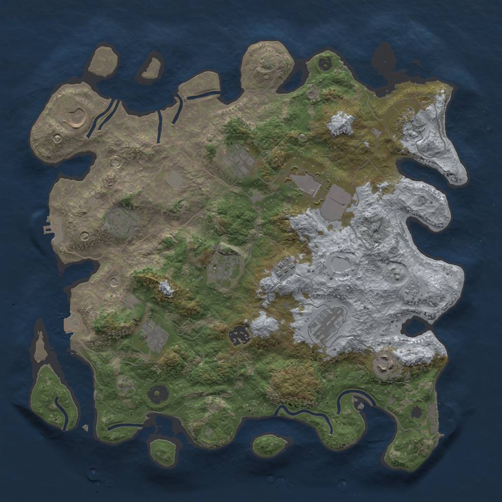 Rust Map: Procedural Map, Size: 3800, Seed: 371, 19 Monuments