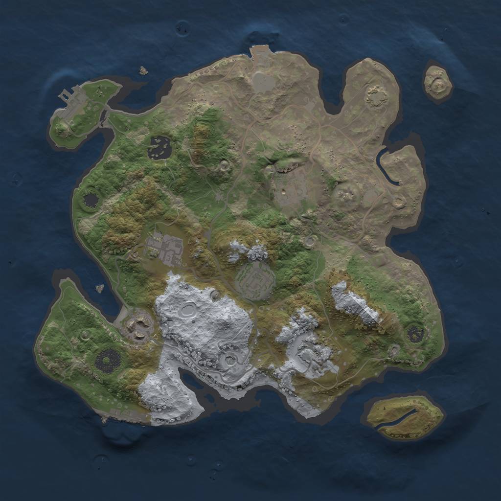 Rust Map: Procedural Map, Size: 3000, Seed: 874533528, 13 Monuments