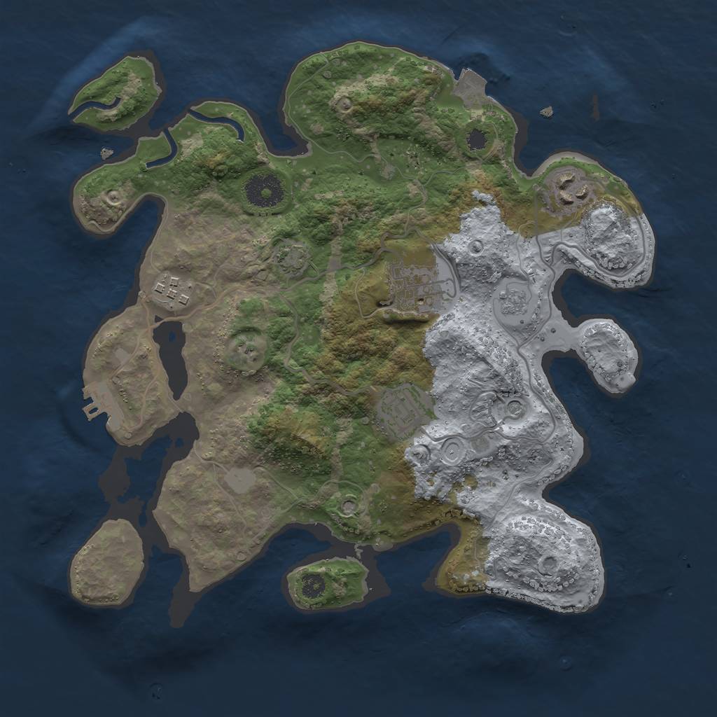Rust Map: Procedural Map, Size: 3000, Seed: 974265340, 11 Monuments