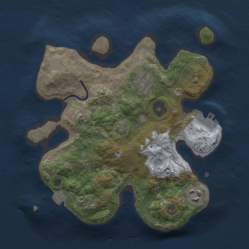 Rust Map: Procedural Map, Size: 2500, Seed: 446412948, 8 Monuments