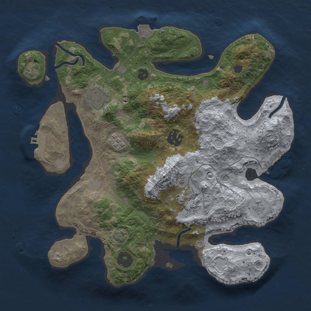 Rust Map: Procedural Map, Size: 3000, Seed: 946945422, 12 Monuments