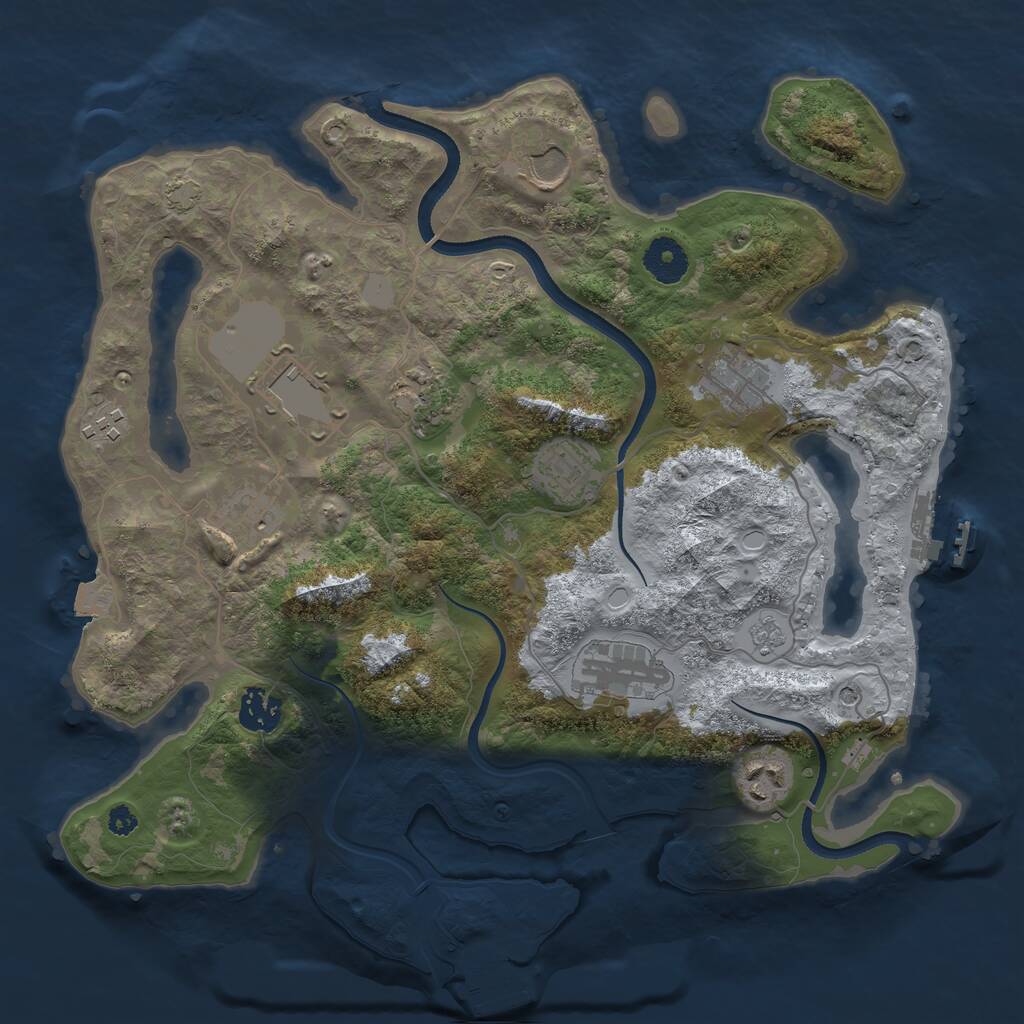 Rust Map: Procedural Map, Size: 3500, Seed: 1933808506, 16 Monuments