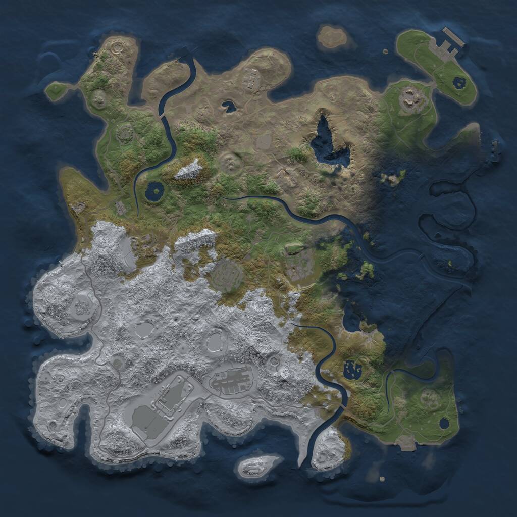 Rust Map: Procedural Map, Size: 4000, Seed: 1860670216, 14 Monuments
