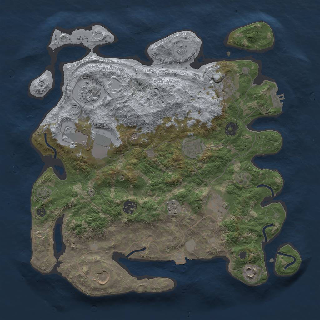 Rust Map: Procedural Map, Size: 3500, Seed: 2021378532, 16 Monuments