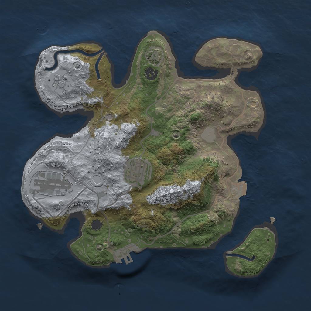 Rust Map: Procedural Map, Size: 2500, Seed: 832809327, 8 Monuments